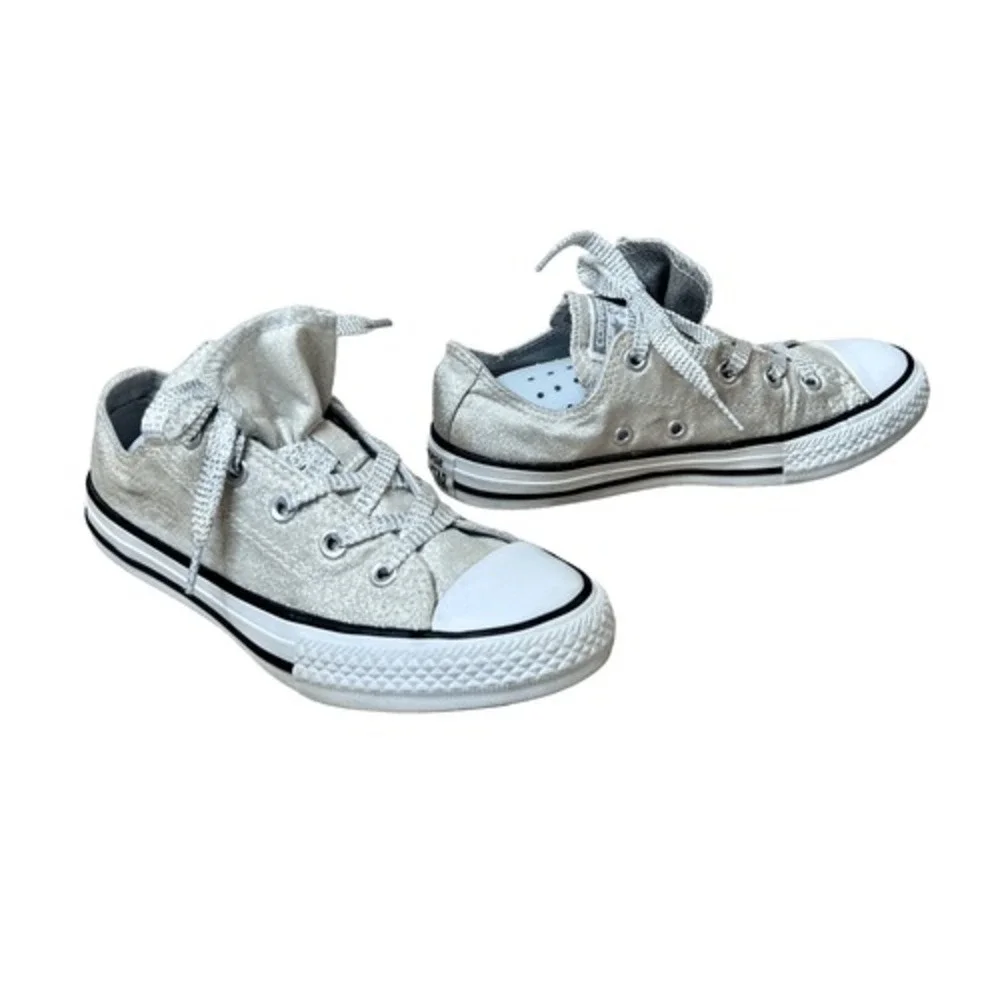 Converse All Stars CT OX Low Top‎ Sneaker Double Tongue Silver Junior 1 Metallic